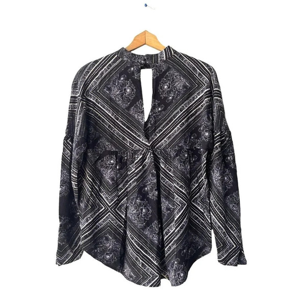 Free People Walking On A Dream Tunic Top Boho Long Sleeve Keyhole Neckline Small - Picture 4 of 6